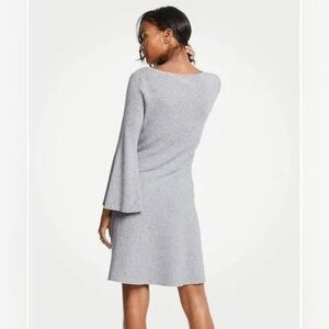 ANN TAYLOR Gray & Black Ribbed Knit Flare Dress Size Small